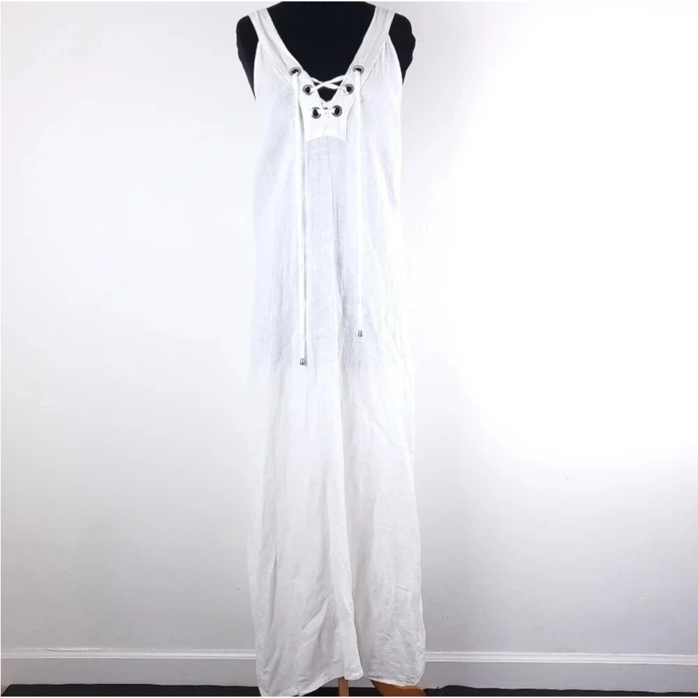 Laura Gotti White Linen Maxi Dress